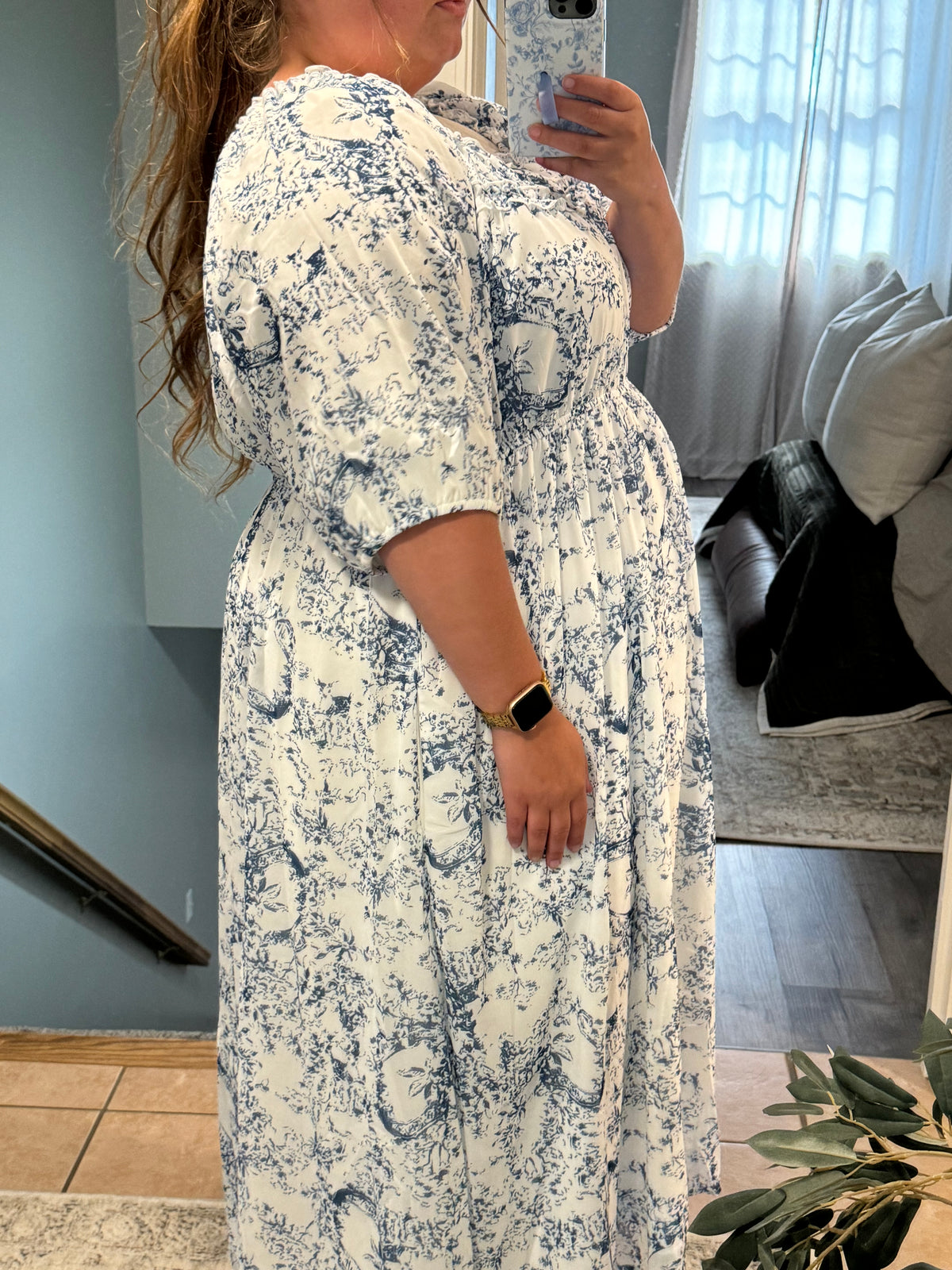 BLUE FLORAL DRESS-MAXI