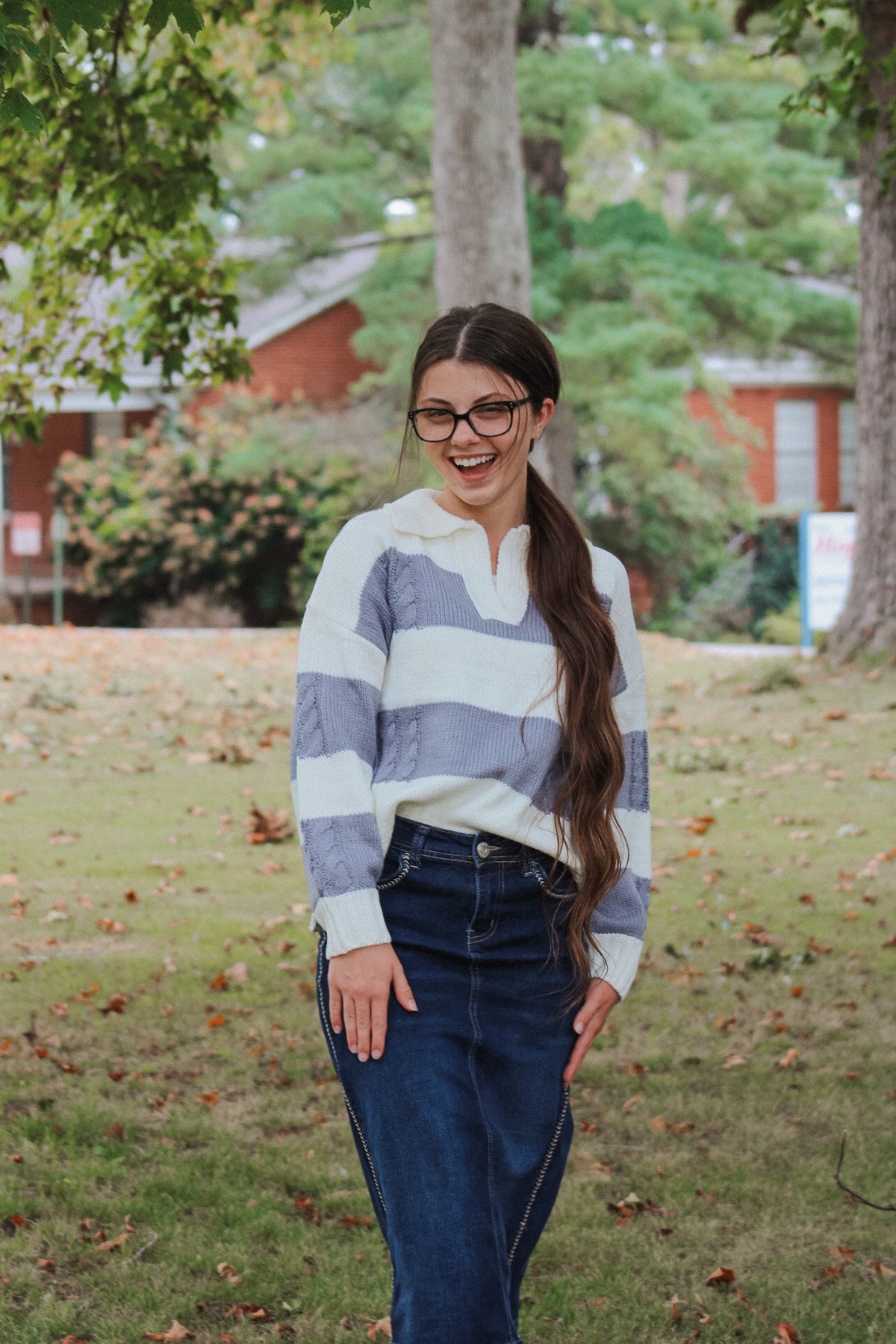 THE WINNIE-SLATE STRIPED SWEATER