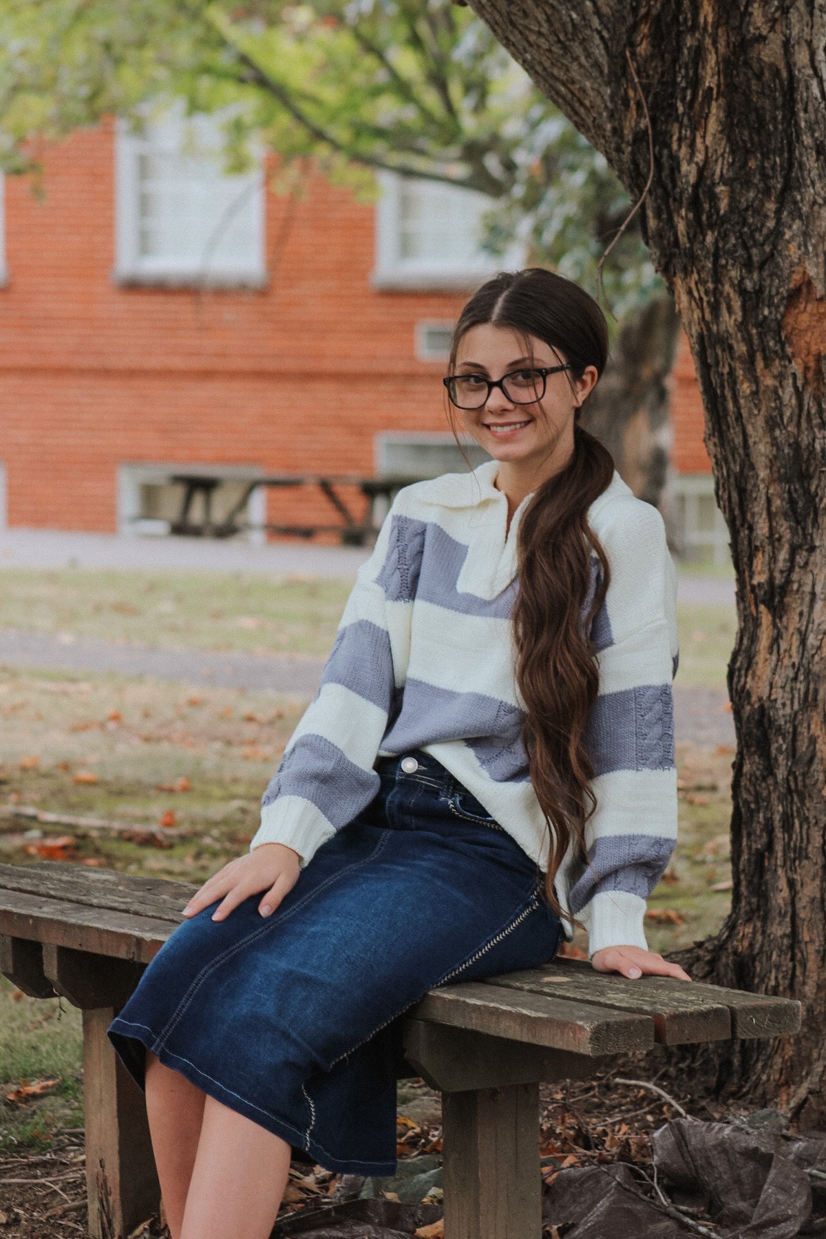 THE WINNIE-SLATE STRIPED SWEATER