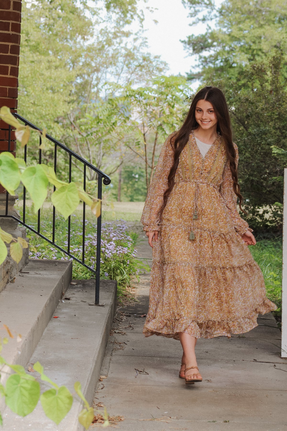 THE GOLDIE POPPY-FLORAL MIDI DRESS