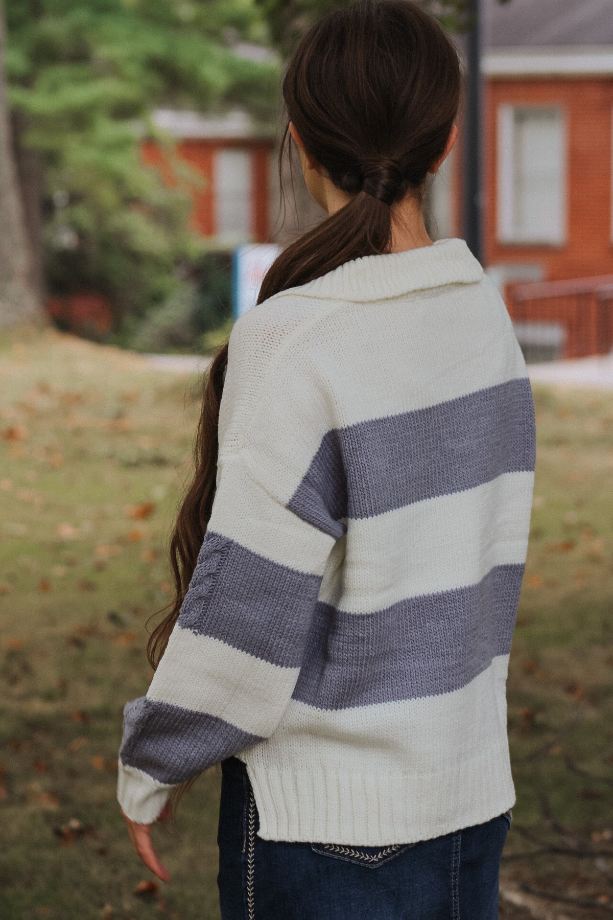 THE WINNIE-SLATE STRIPED SWEATER