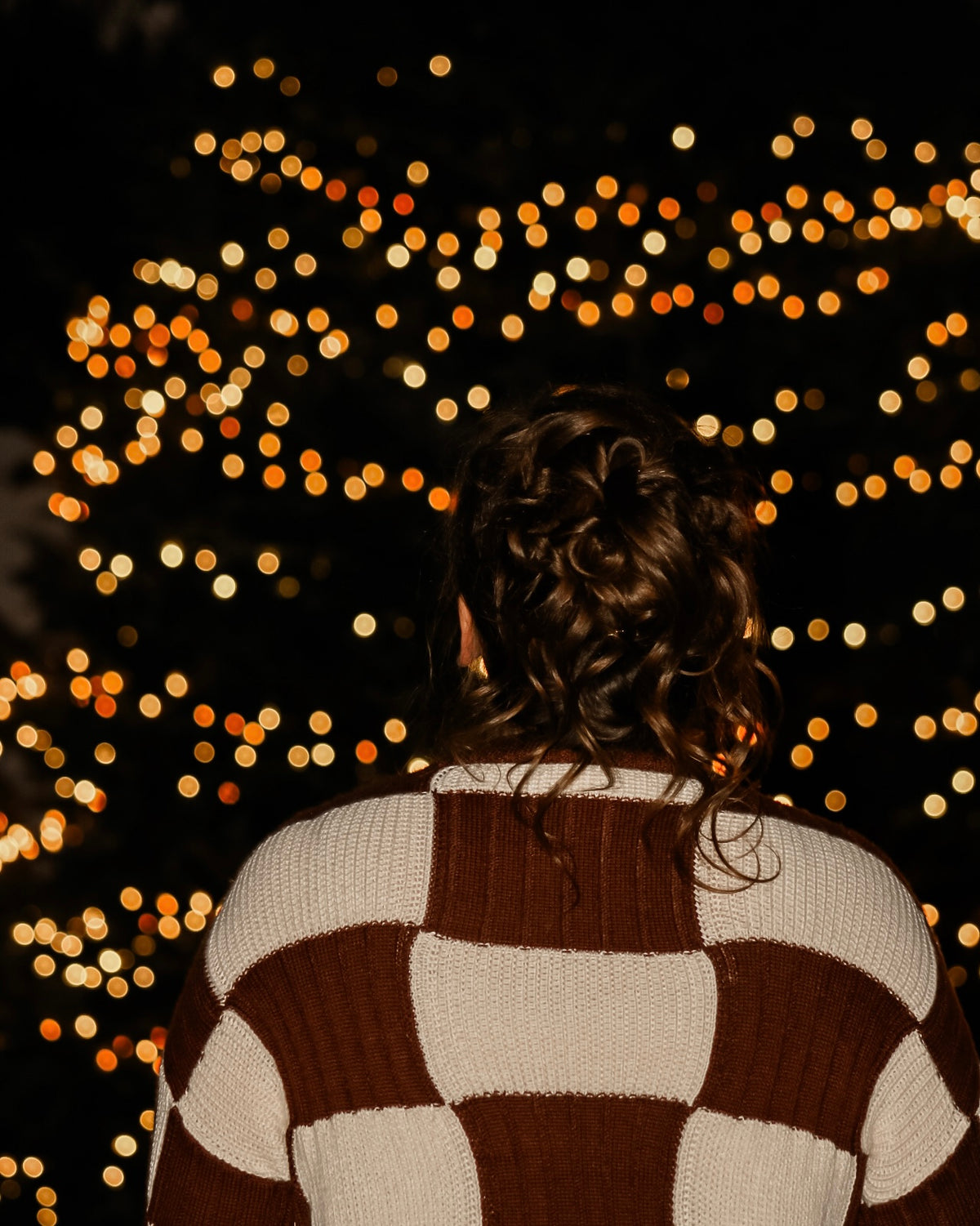 THE IVORY-BROWN & WHITE CHECKED SWEATER