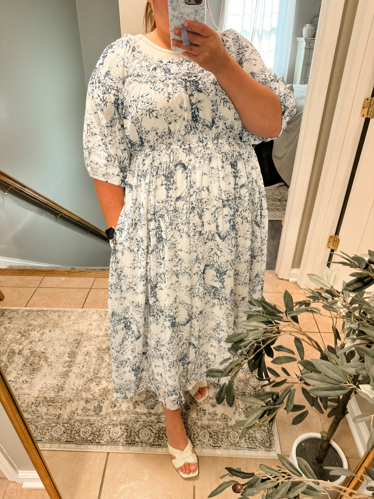 BLUE FLORAL DRESS-MAXI