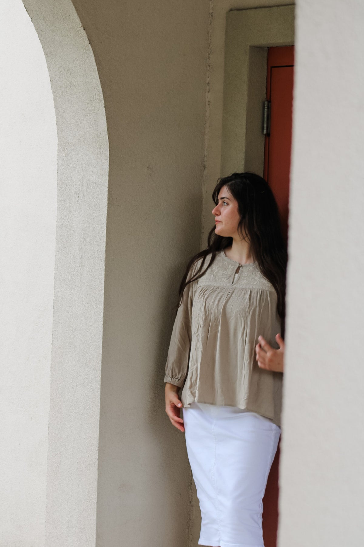 THE LYDIA- TAUPE TOP