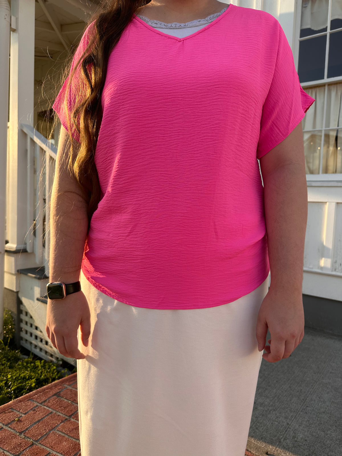 THE HADLEY-PINK SHORT SLEEVE TOP