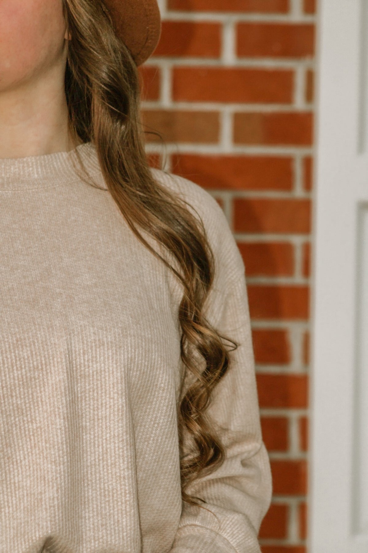 THE PARIS-RIBBED TAN TOP